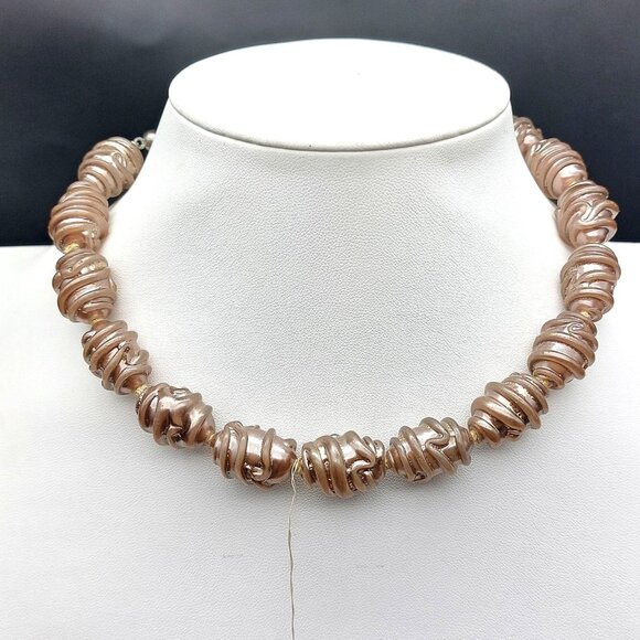 Vintage Japan Lampwork Glass Bead Necklace 13-16" Adjustable Choker - Picture 1 of 6